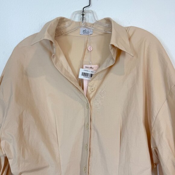 Oh Polly In the Hamptons Relaxed Shirt Dress Mini Cream Button Size 6 - Picture 5 of 13